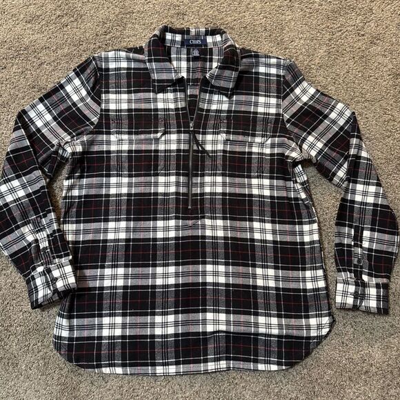 Chaps Tops - Chaps Ralph Lauren Cabin Women Flannel Half Zip Long Sleeve Large Casual Outdoor